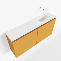 Toiletmeubel Mondiaz Ture | 100 cm | Meubelkleur Ocher | Eden wastafel Talc Rechts | Zonder kraangat