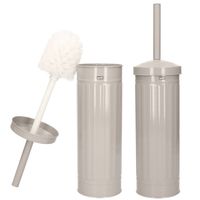 MSV Industrial Toilet/wc-borstel houder - 2x - metaal - licht grijs - 38 cm - Toiletborstels