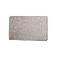 Badkamerkleedje/badmat tapijt - kiezel motief - vloermat - beige - 50 x 80 cm - laagpolig - Badmatjes - thumbnail