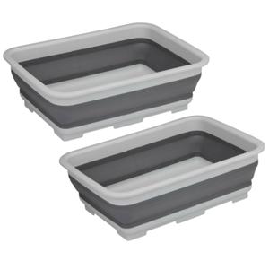 Wasmand/opbergmand opvouwbaar - 2x - kunststof - 12 Liter - grijs - 37 x 27 x 12 cm