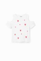 T-shirt met harten en cut-outs - WHITE - 9/10