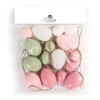 Paaseieren - 16x - kunststof - pastel roze - 4/6 cm - paasdecoratie