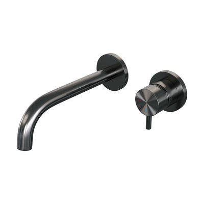 Brauer Gunmetal Edition Wastafelmengkraan inbouw - gebogen uitloop links - hendel kort smal - model B 1 - PVD - geborsteld gunmetal 5-GM-004-B5-65