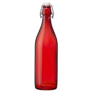 Bormioli rocco waterfles met beugeldop - rood transparant - 1000 ml - Giara home deco fles