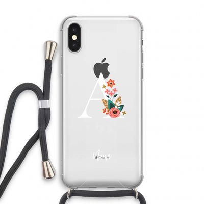 Pink Bouquet: iPhone X Transparant Hoesje met koord