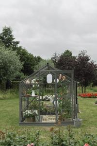 Royal Well tuinkas Mary 1 met veiligheidsglas en fundering - groengrijs