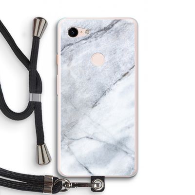Witte marmer: Pixel 3 XL Transparant Hoesje met koord