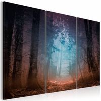 Schilderij - Rand van het Bos, 3luik , bruin blauw , premium print op canvas - thumbnail