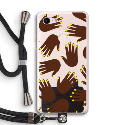Hands dark: Pixel 3 XL Transparant Hoesje met koord