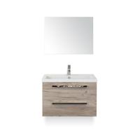Seville Badmeubelset 80 cm - Craft Oak - Keramische Wastafel Wit Djazz - met Spiegel