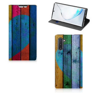 Samsung Galaxy Note 10 Book Wallet Case Wood Heart - Cadeau voor je Vriend