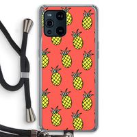 Ananas: Oppo Find X3 Transparant Hoesje met koord