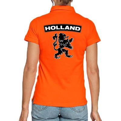 Koningsdag poloshirt Holland met grote leeuw oranje voor dames Koningsdag poloshirt Holland met grote leeuw oranje voor dames