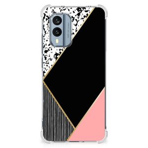 Nokia X30 Shockproof Case Zwart Roze Vormen