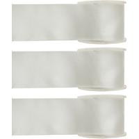 Satijn sierlint - 3x - ivoor wit - Hobby/decoratie cadeau lint - 2,5 cm x 25 meter