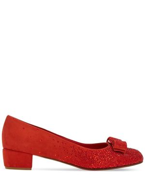 Ferragamo escarpins Vara Bow sertis de cristal - Rouge