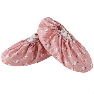 2 paar dikker herbruikbare elastische schoen cover Home indoor antislip overschoenen Flamingo stof waterdichte Shoe Cover (roze)
