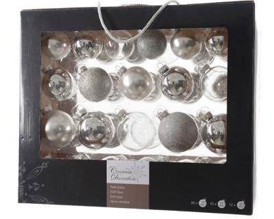 Kerstbal glas gl-mt-glit-tr/assorted/zilver - Ksd