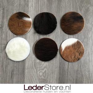 Koeienhuid onderzetters normandier bruin zwart wit 10x10cm