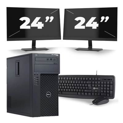 Dell Precision T1700 Micro Tower - Intel Core i5-4e Generatie - 8GB RAM - 256GB SSD - Windows 10 + 2x 24 inch Monitor