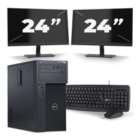 Dell Precision T1700 Micro Tower - Intel Core i7-4e Generatie - 16GB RAM - 256GB SSD - Windows 10 + 2x 24 inch Monitor