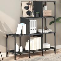 Boekenkast 92x30x102 cm bewerkt hout en metaal zwart