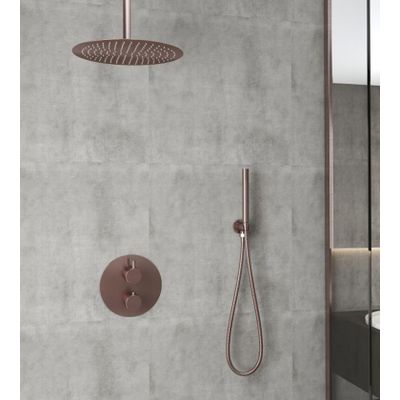 Regendouche set SaniClear Copper | Inbouw | 30 cm | Thermostaatkraan | 2-weg | Rond | Koper geborsteld