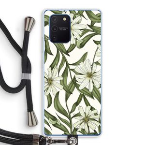 Wit bloemenpatroon: Samsung Galaxy Note 10 Lite Transparant Hoesje met koord