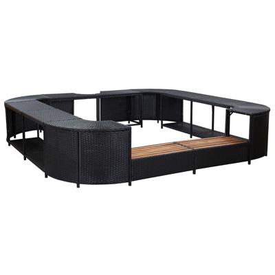 Spa-ombouw vierkant 268x268x55 cm poly rattan zwart