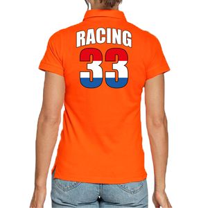 Oranje poloshirt Racing 33 supporter / race fan voor dames