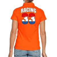 Oranje poloshirt Racing 33 supporter / race fan voor dames - thumbnail