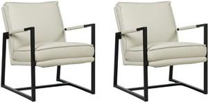 Set van 2 Crème leren industriële design fauteuils Secret - Toledo Leer Nebbia (crème leer)