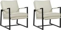 Set van 2 Crème leren industriële design fauteuils Secret - Toledo Leer Nebbia (crème leer)