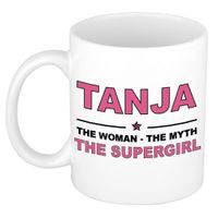 Naam cadeau mok/ beker Tanja The woman, The myth the supergirl 300 ml   -