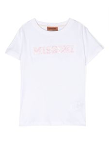 Missoni Kids t-shirt à logo onré de sequins - Blanc