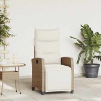 Verstelbare tuinstoel met bijzettafel poly rattan beige Verstelbare tuinstoel met bijzettafel poly rattan beige