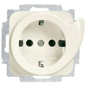 Busch-Jaeger 2CKA002011A2597 Wandcontactdoos met randaarde Inzetstuk Parel-wit, Crème-wit 1 stuk(s)