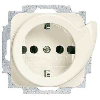Busch-Jaeger 2CKA002011A2597 Wandcontactdoos met randaarde Inzetstuk Parel-wit, Crème-wit 1 stuk(s)