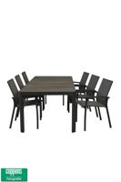 Qopps Queens tuintafel 220 antraciet met 6 tuinstoelen Tampa