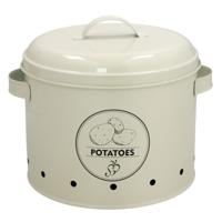 Gerimport Aardappel bewaar pot/blik - metaal - creme - 22 x 28 cm - voorraad/bewaar pot