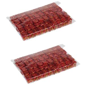 120x stuks decoratie prikkers mini cadeautjes rood 2,5 cm