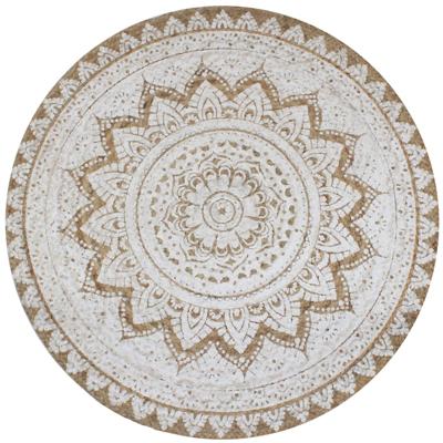 VidaXL Tapijt met print rond 150 cm gevlochten jute