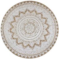 VidaXL Tapijt met print rond 150 cm gevlochten jute