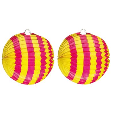4x stuks gekleurde party Lampion geel/roze 24 cm