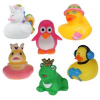 Rubber badeendjes/dieren mix - 6x stuks - badkamer fun artikelen - size 5 cm - kunststof