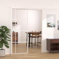 Schuifdeur 76x205 cm ESG-glas en aluminium wit