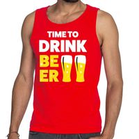 Time to drink Beer tekst tanktop / mouwloos shirt rood - thumbnail