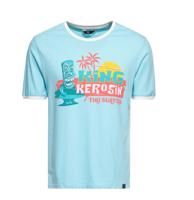 King Kerosin Tiki Surfers Contrast T-Shirt Sky Blue-XXXXXL