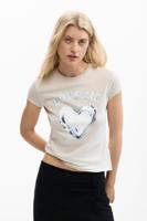 Strak T-shirt hart - BLUE - S