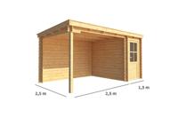 Blokhut met overkapping Els 400 cm bij 250 cm diep Lessenaarsdak - Warentuin collection